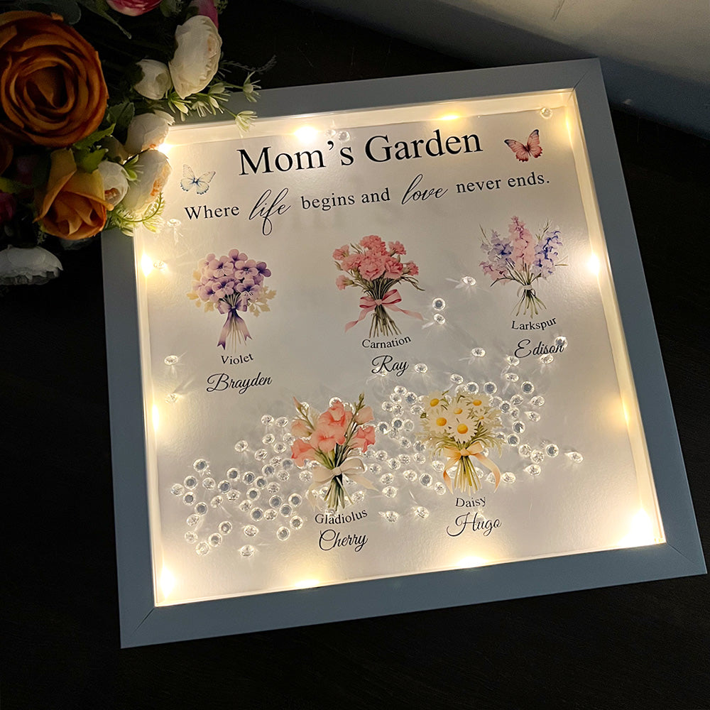 50% OFF✨Customized Mom's Garden Birth Flower Light Frame Box