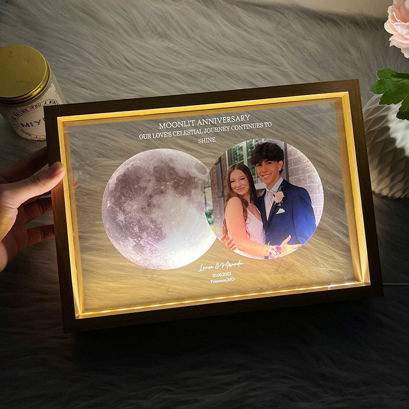 Moon Phase Memory Frame: Celebrate Love with Time & Light