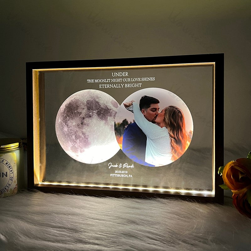 Moon Phase Memory Frame: Celebrate Love with Time & Light