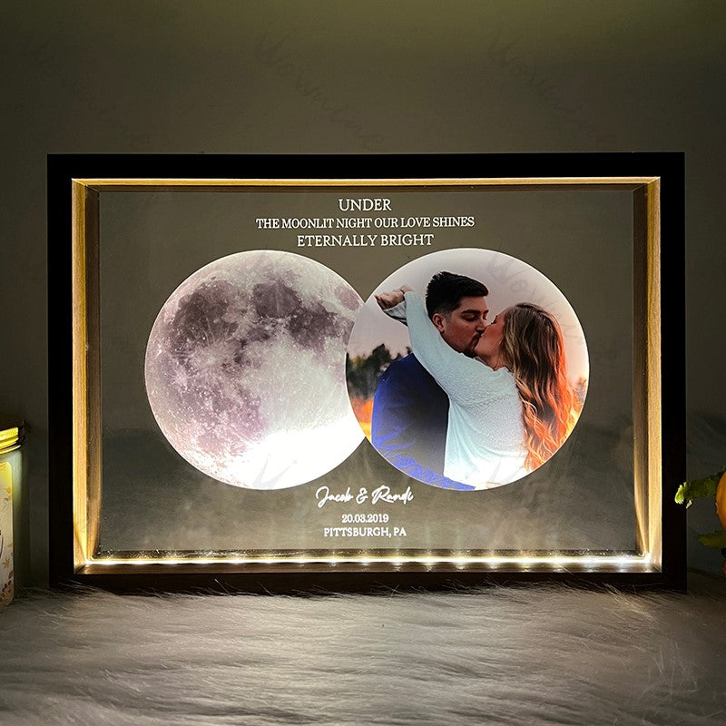 Moon Phase Memory Frame: Celebrate Love with Time & Light