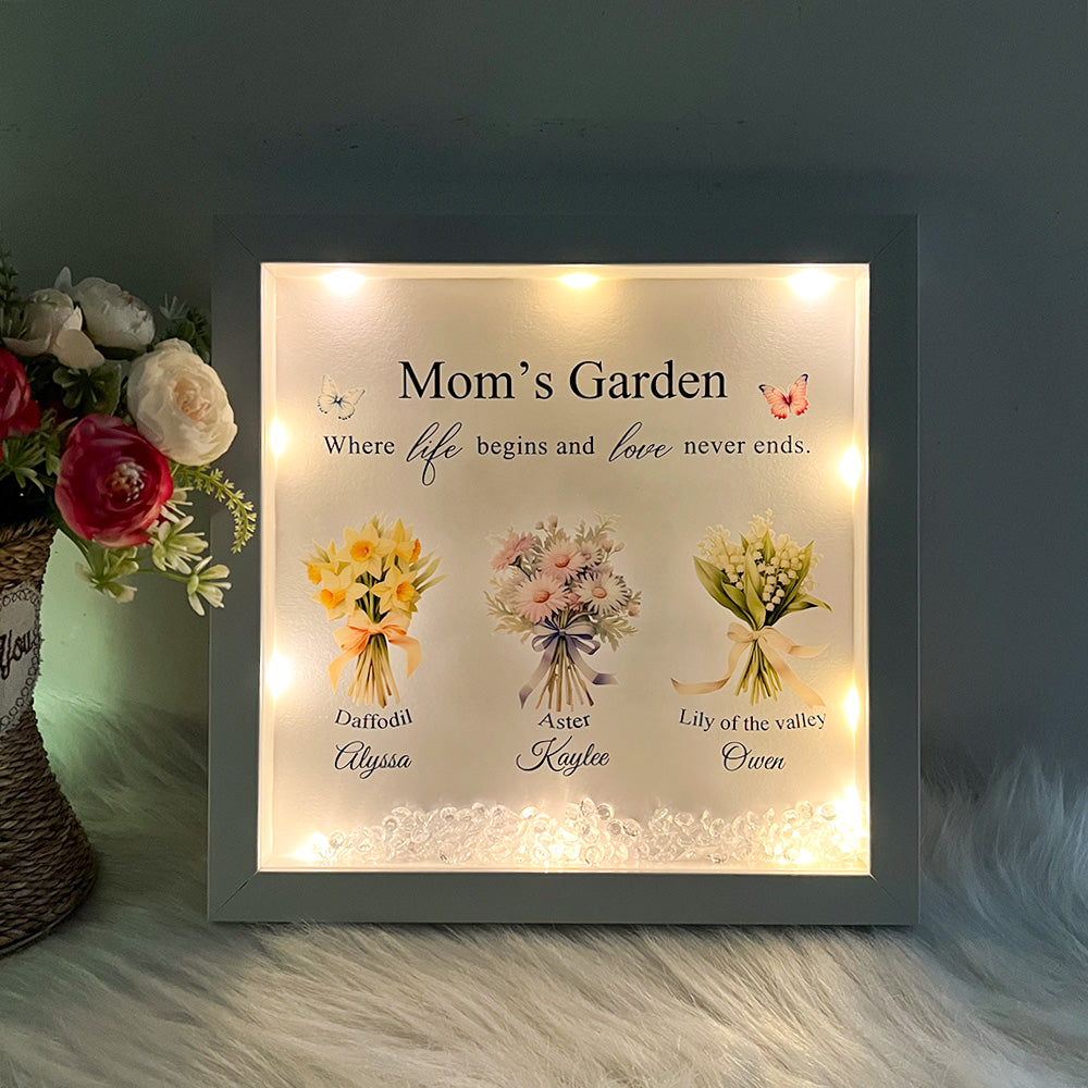 50% OFF✨Customized Mom's Garden Birth Flower Light Frame Box