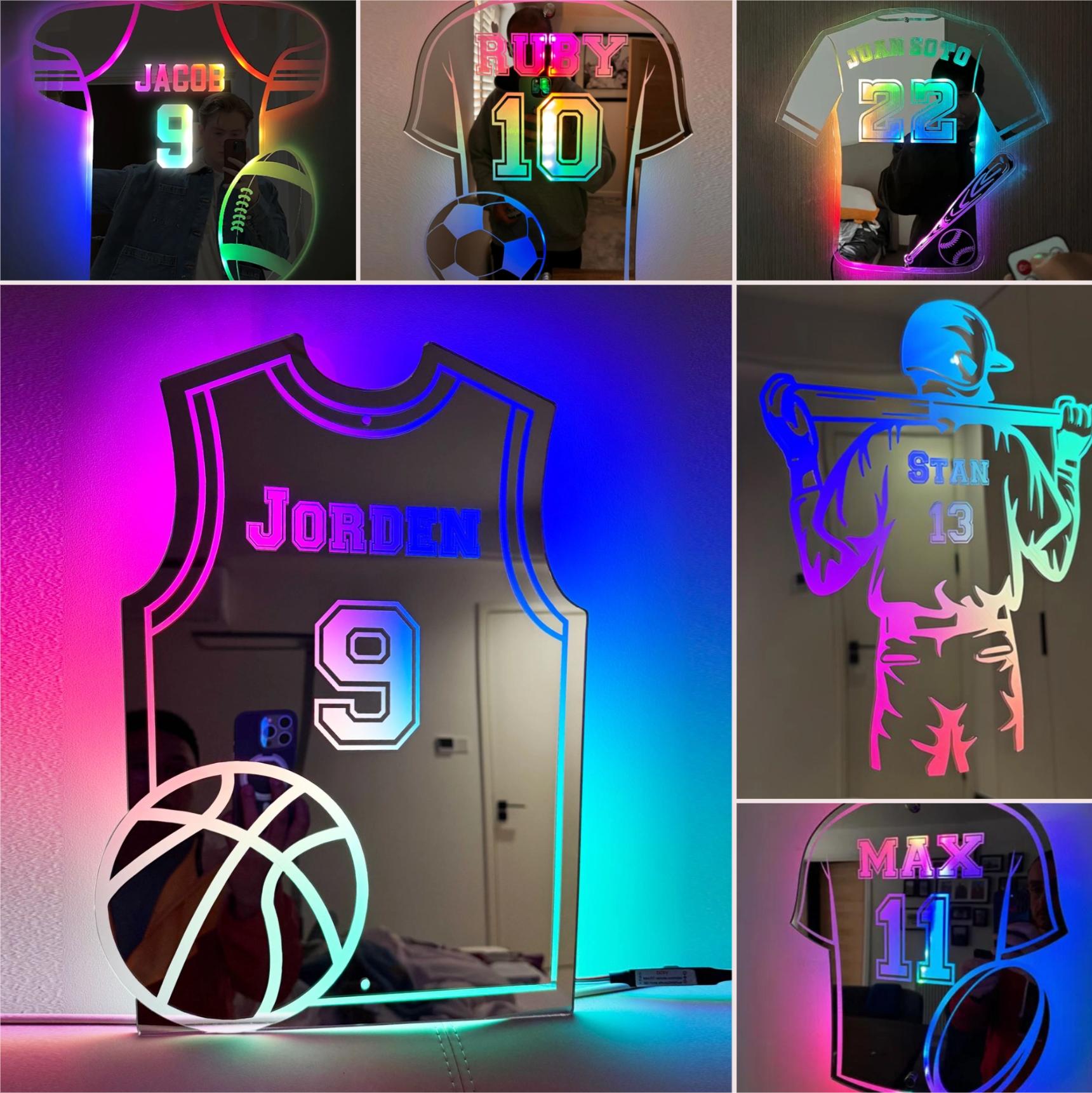 Personalized LED Cool Mirror Lights For Sports fans