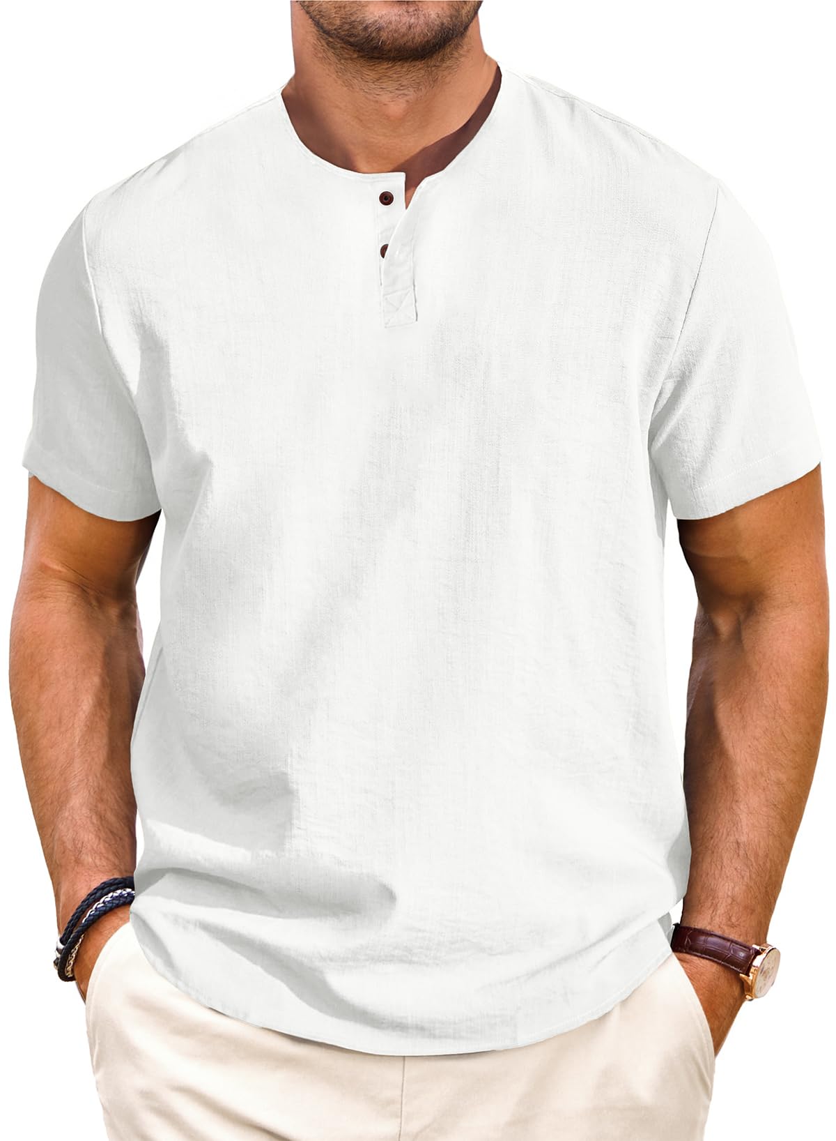 Men's Casual Linen Short Sleeve T-Shirt