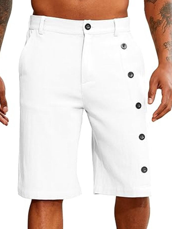 Men's Hawaiian Casual Linen Button-Down Shorts