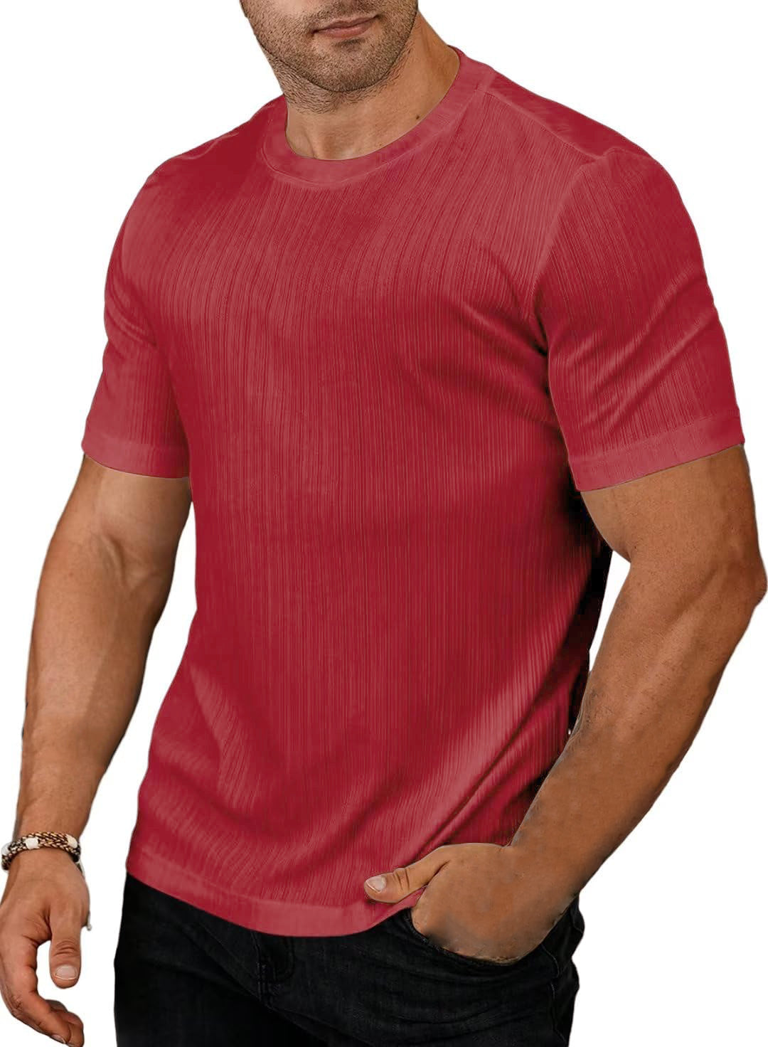 Men's Casual Striped Slim Fit Short-sleeved T-shirt