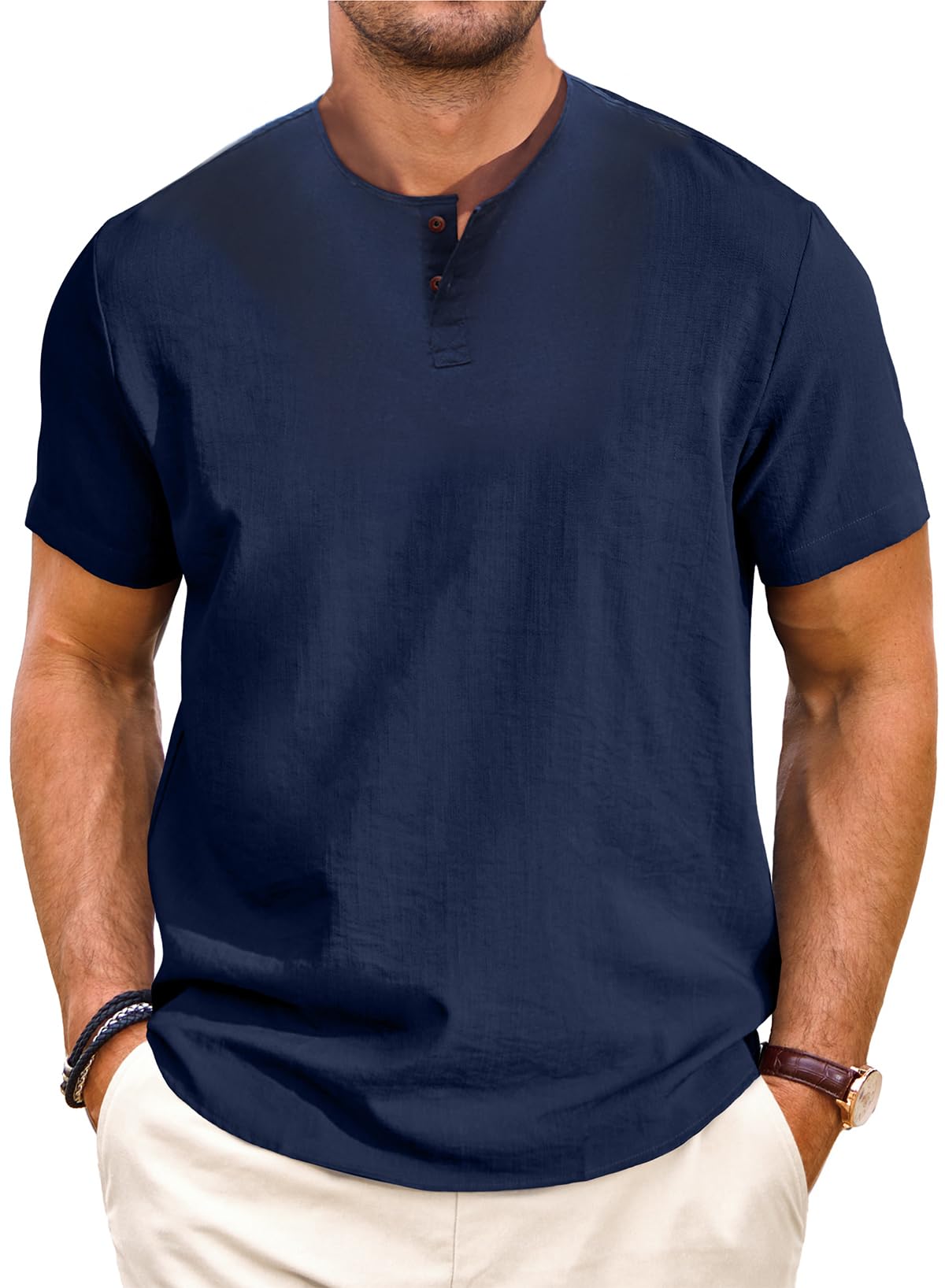 Men's Casual Linen Short Sleeve T-Shirt