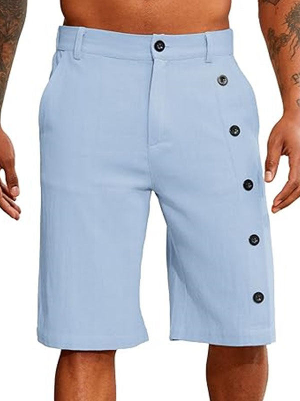 Men's Hawaiian Casual Linen Button-Down Shorts