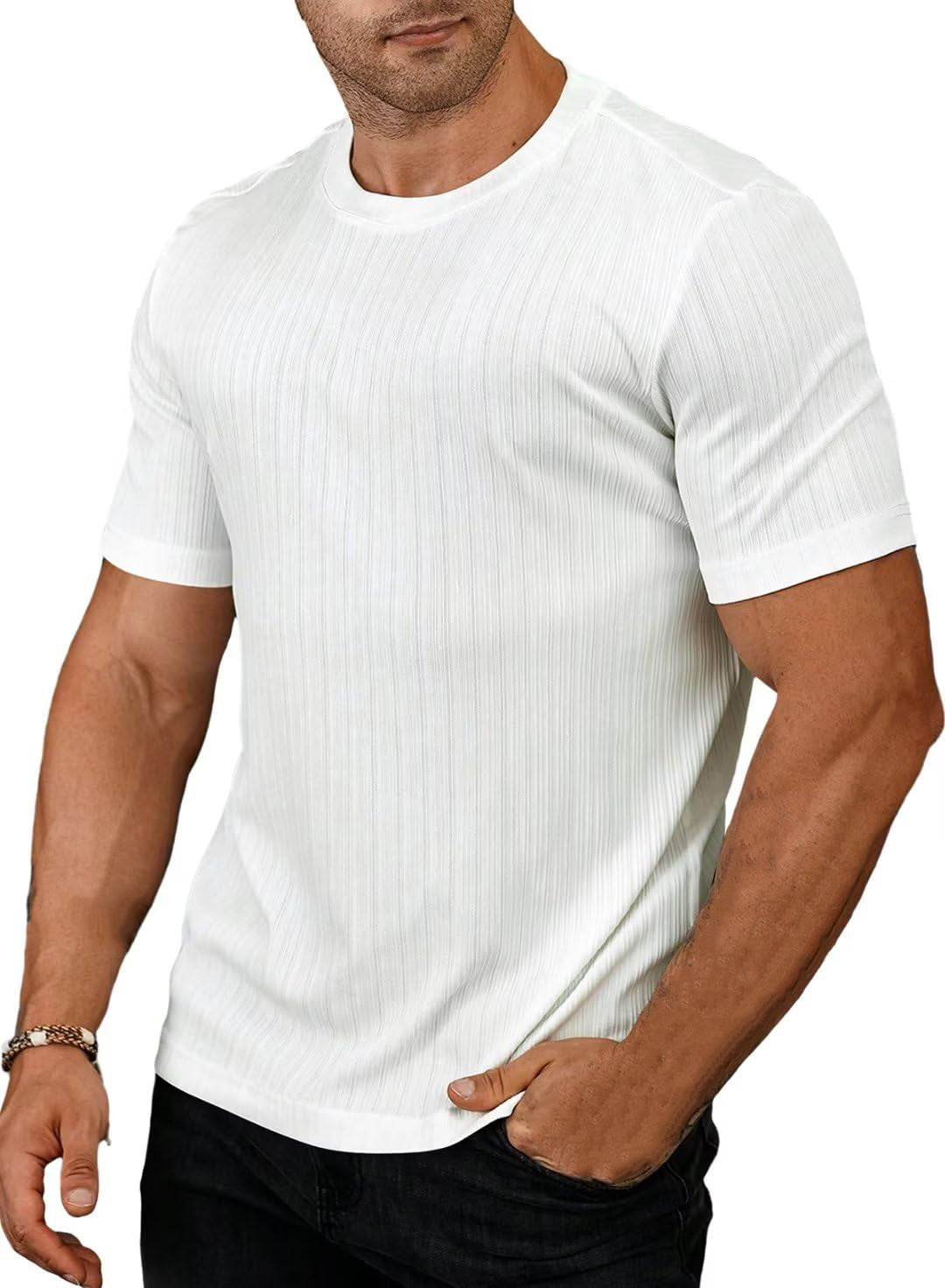 Men's Casual Striped Slim Fit Short-sleeved T-shirt