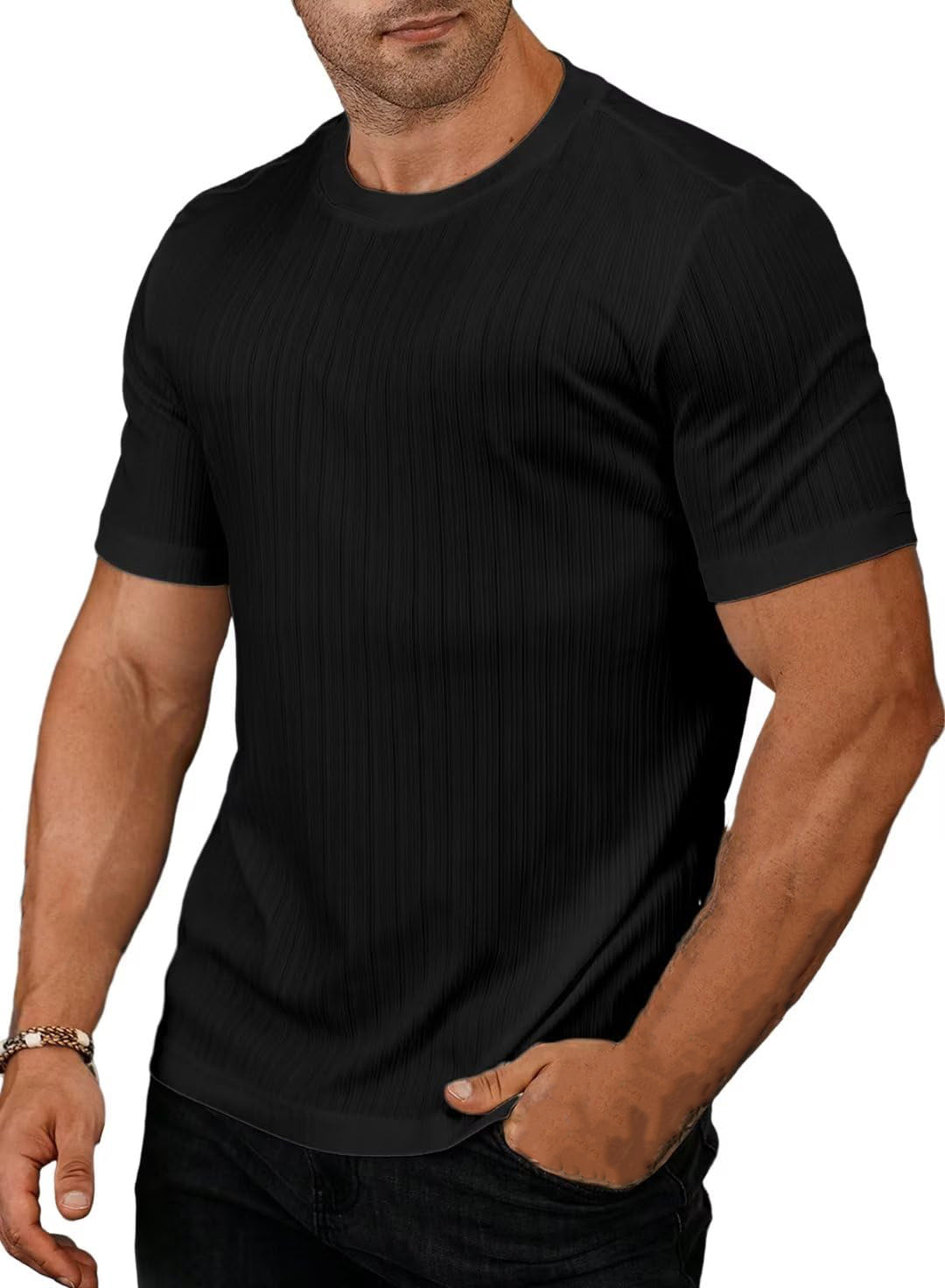 Men's Casual Striped Slim Fit Short-sleeved T-shirt