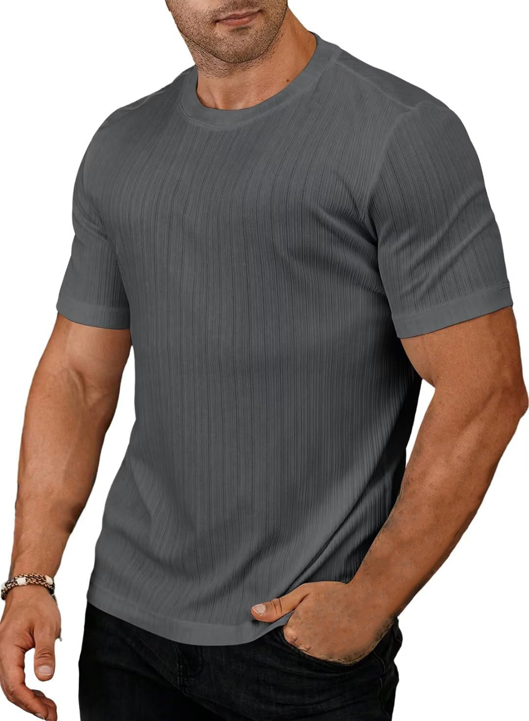 Men's Casual Striped Slim Fit Short-sleeved T-shirt