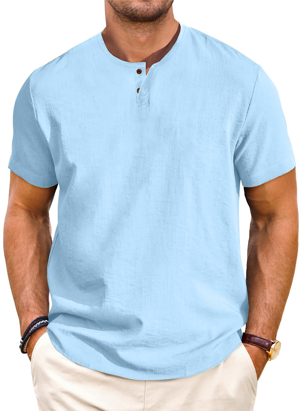 Men's Casual Linen Short Sleeve T-Shirt