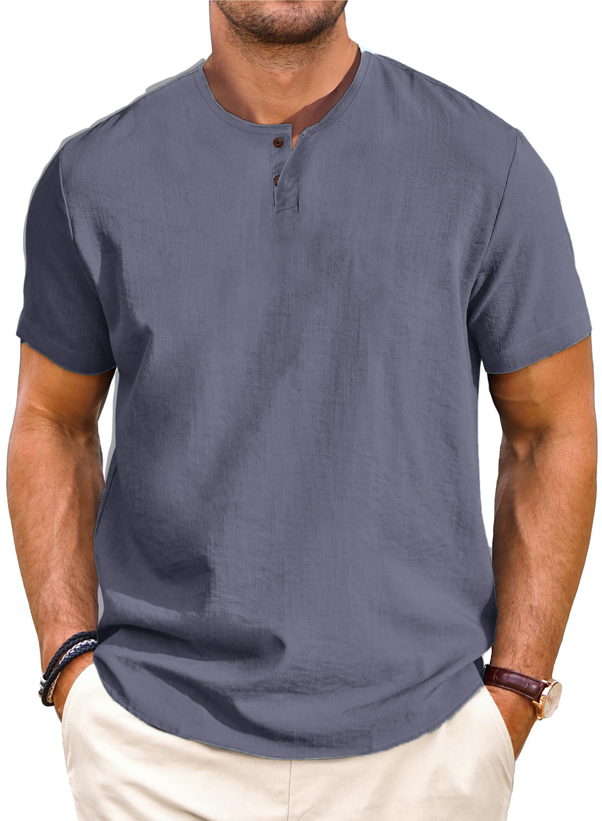 Men's Casual Linen Short Sleeve T-Shirt