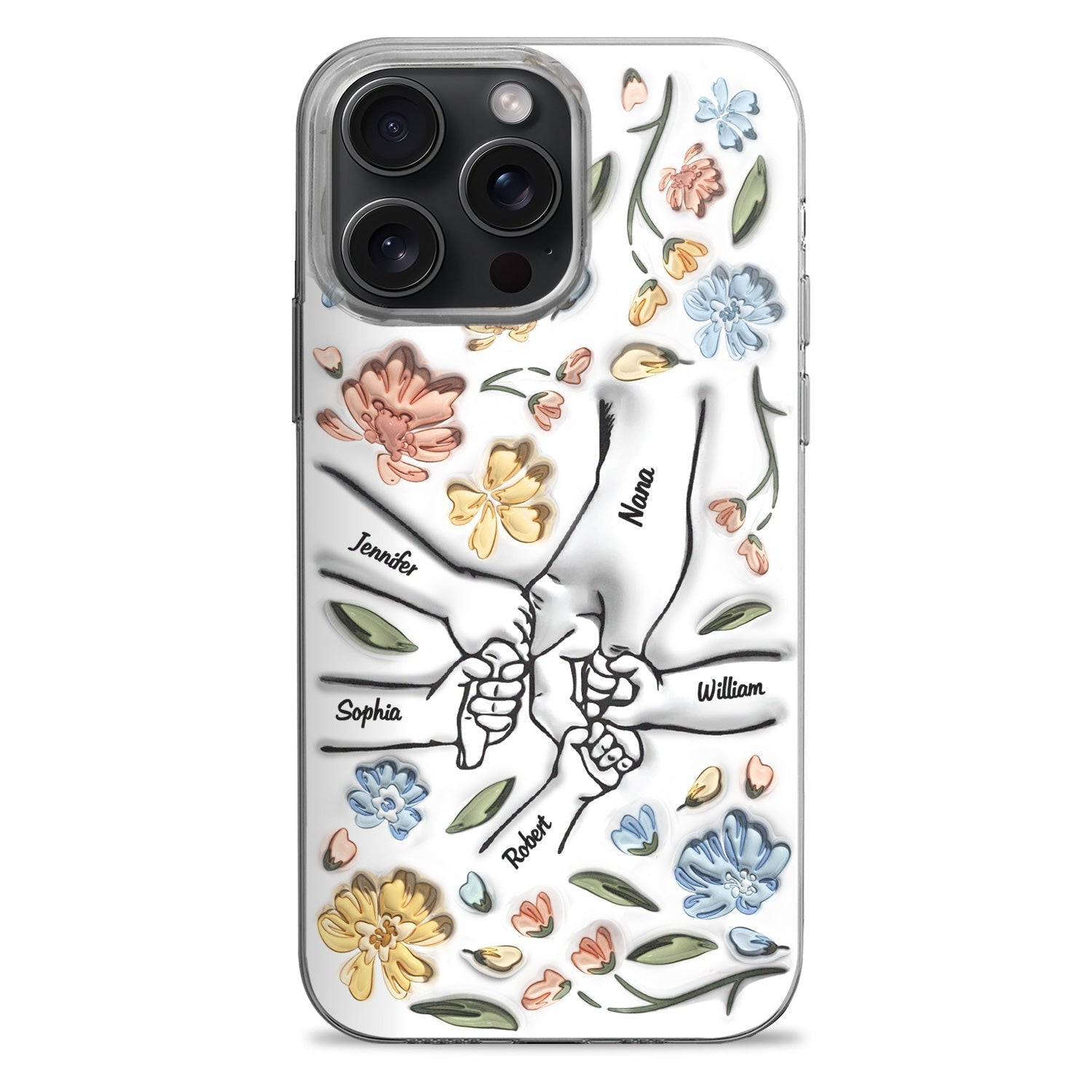 3D Inflated Effect Printed Personalized Clear Phone Case