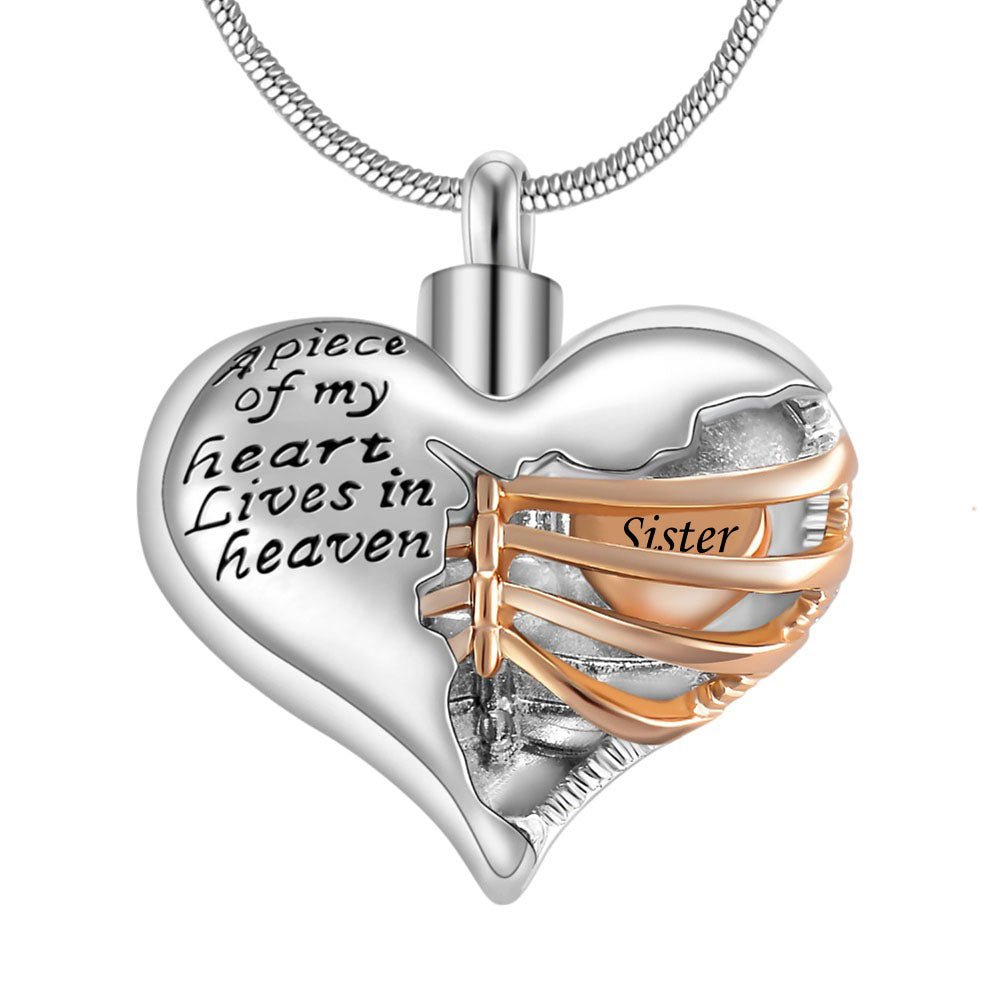 A Piece Of My Heart Lives In Heaven-Souvenir/Urn Pendant