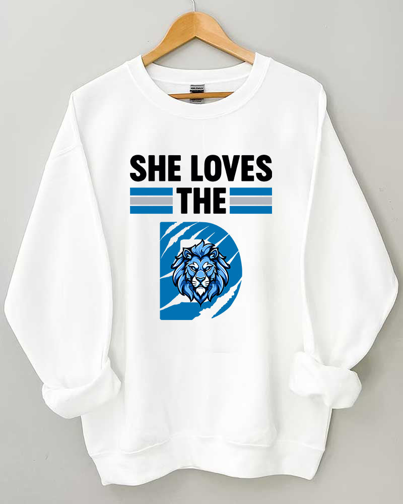 She loves the Detroit Football Crewneck Sweatshirt