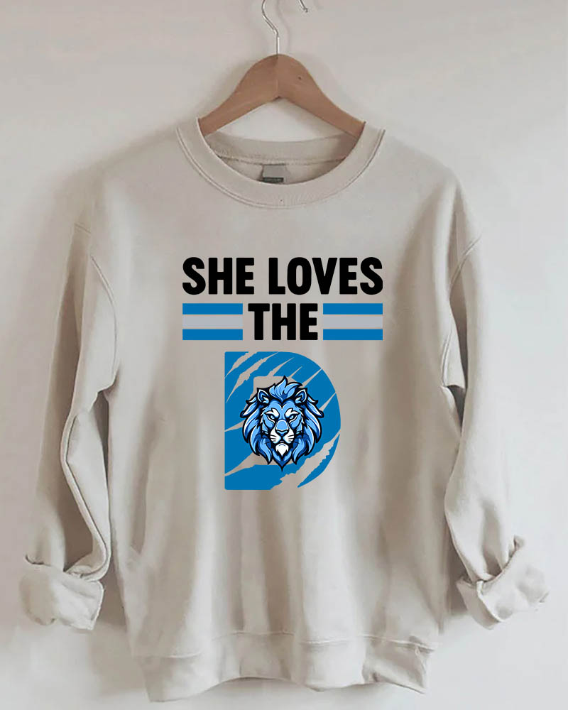 She loves the Detroit Football Sweatshirt