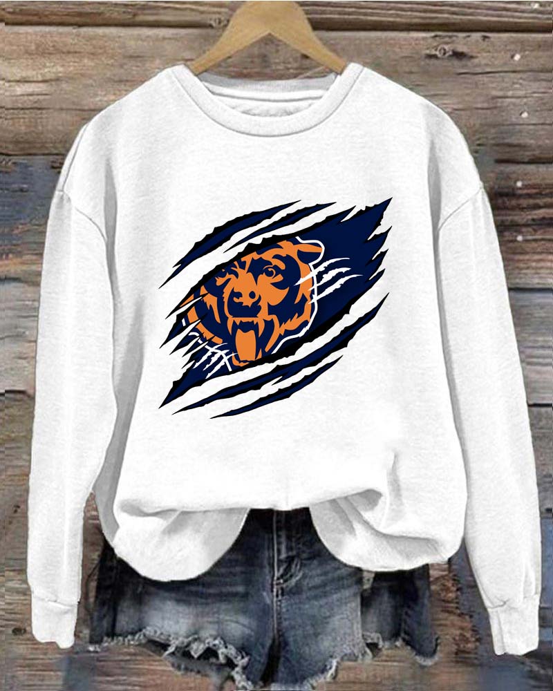 Chicago Bears Scratches Design Crewneck Sweatshirt