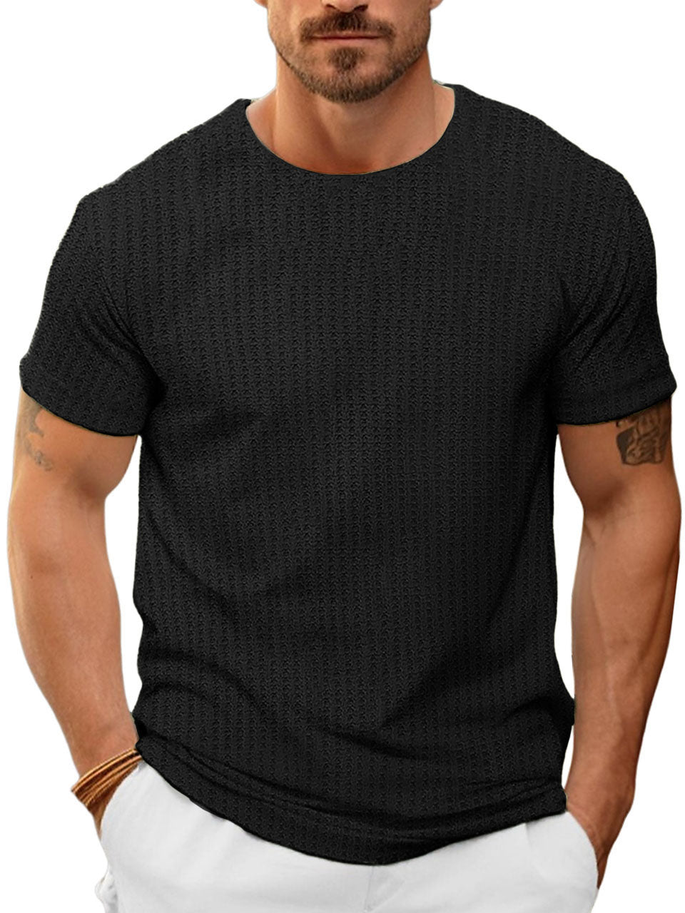 Men's Casual Basic Round Neck Short Sleeve T-Shirt