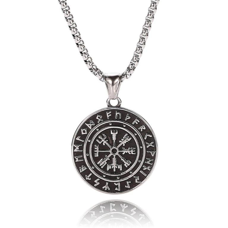 Viking Necklace Compass Metal Pendant Viking Mythology Pirates Men's Accessories