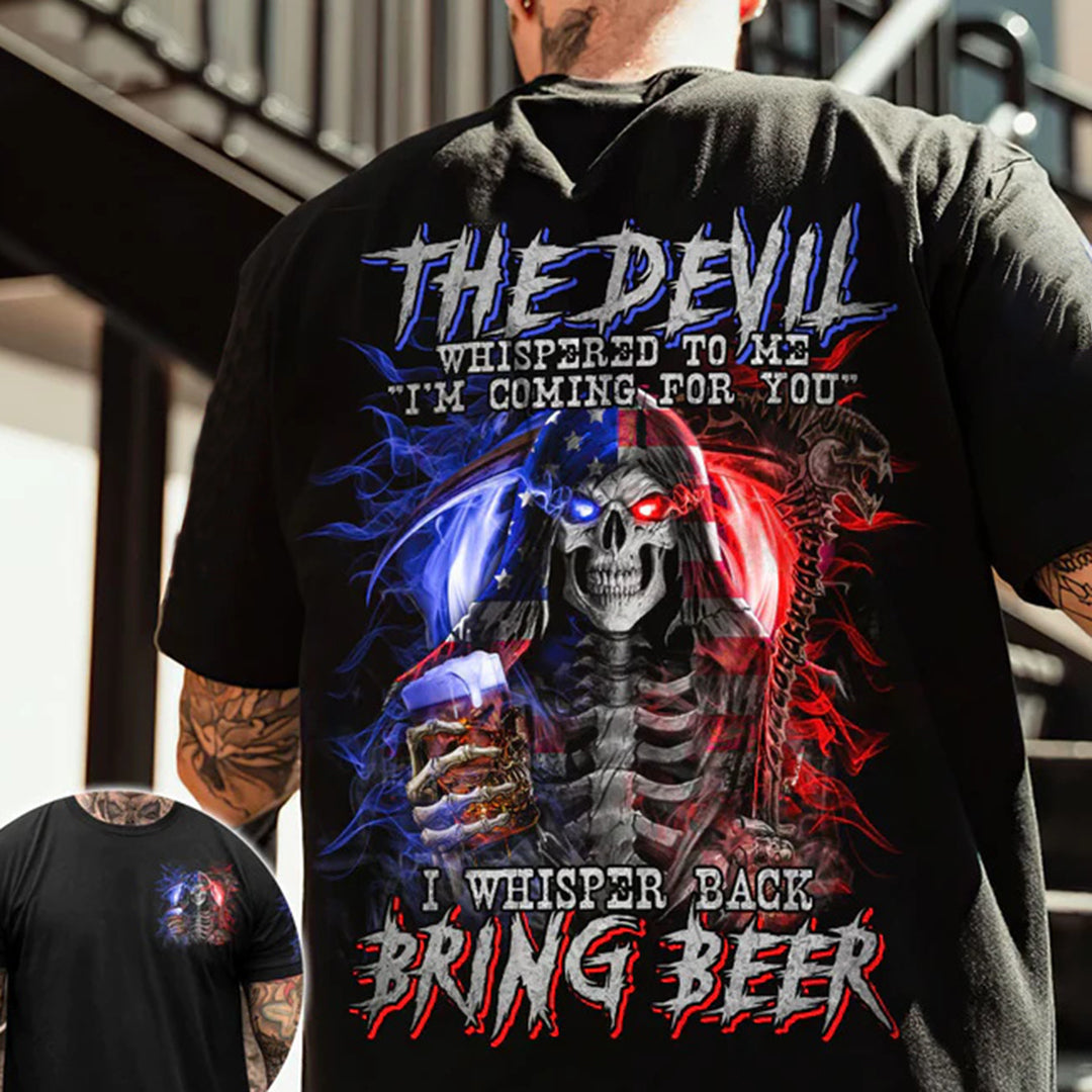 The Devil Whispered To Me America Reaper Print Men's Short Sleeve T-Shirt