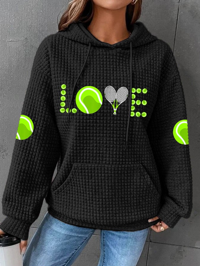 Women's Tennis Print Long Sleeve Hoodie