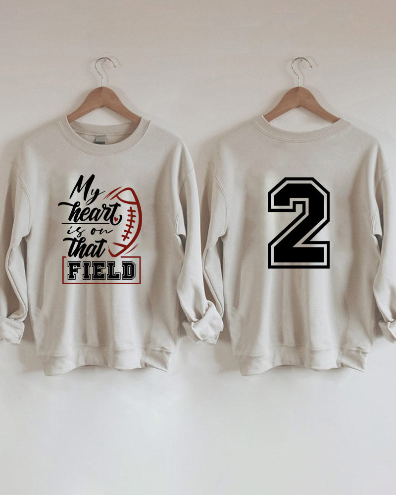 My Heart is on That Field Personalized Number Sweatshirt
