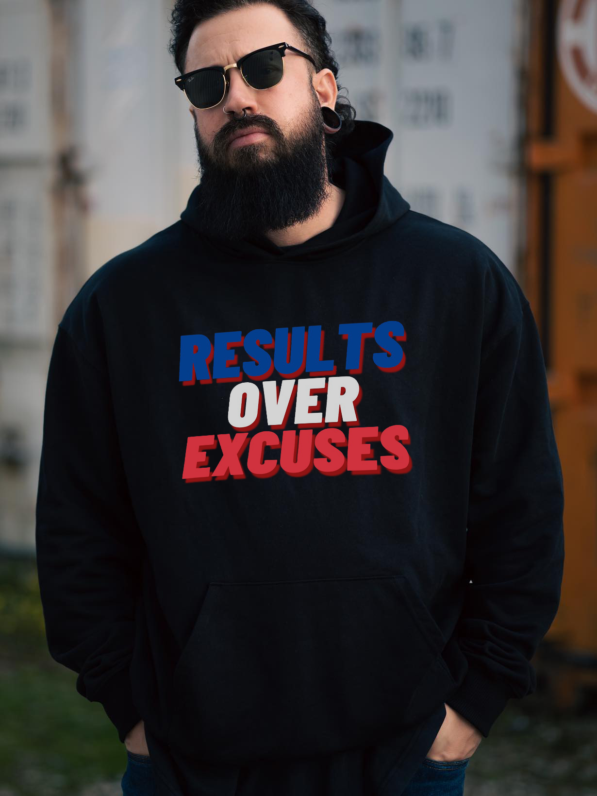 Results over excuses Printed Men's Fashion Hoodies