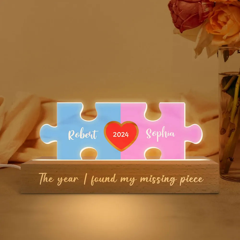 Love Is The Piece That Holds Us Together Couple Name Puzzle LED Night Light,