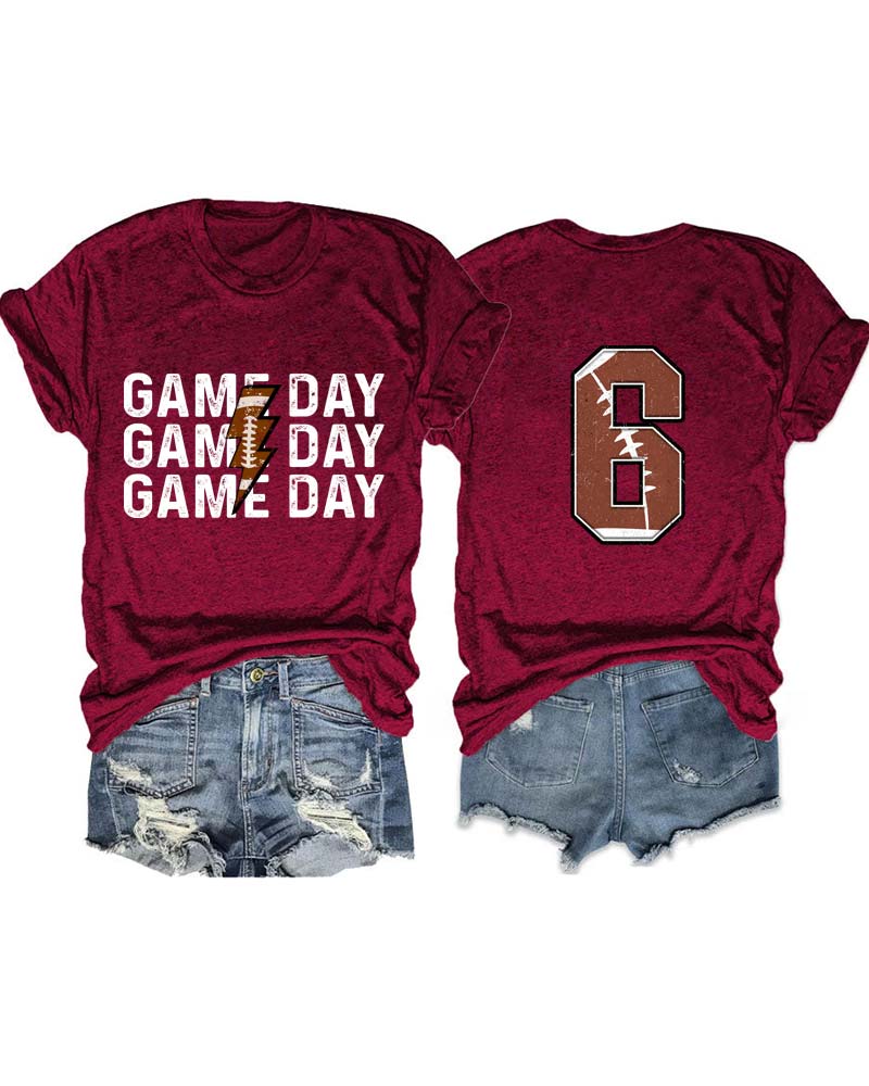 Game Day Football Personalized Number T-Shirt