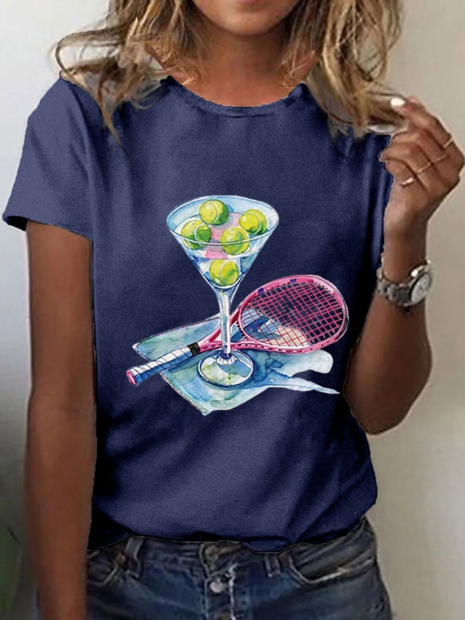 Women's Funny Tennis Print T-Shirt