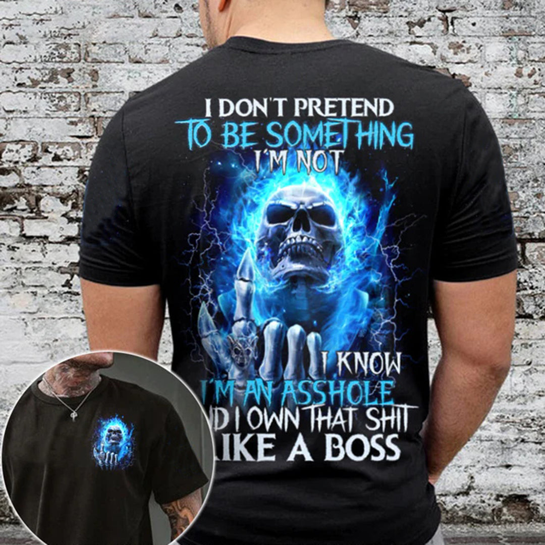 Like A Boss Skull Flaming All Over Print  Men's Short Sleeve T-Shirt