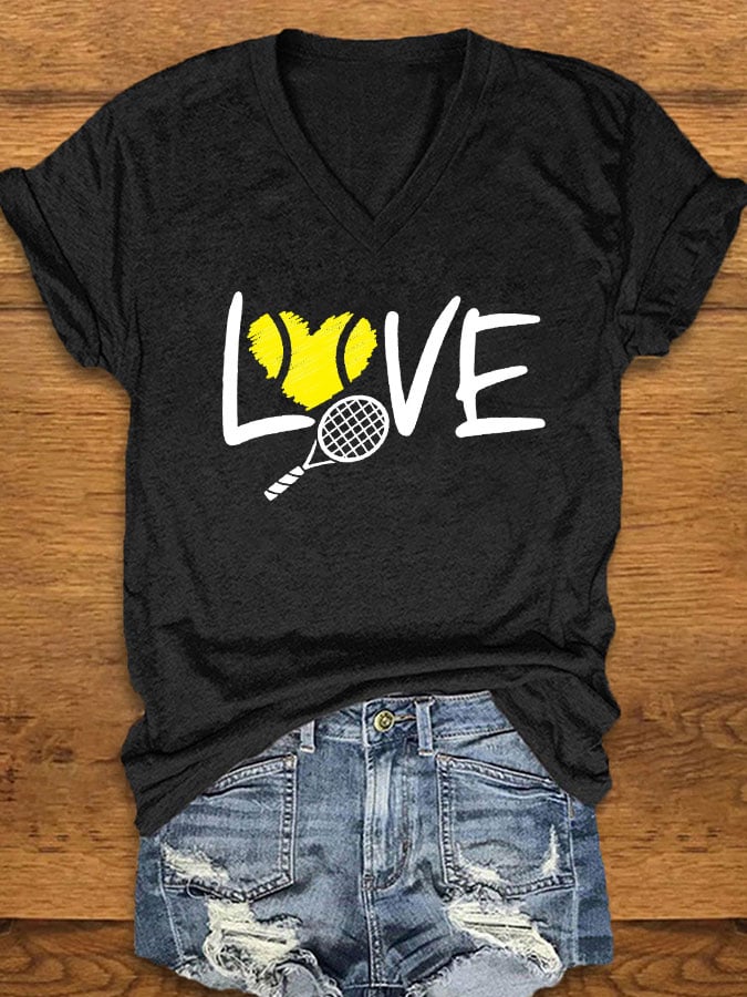 women's love tennis printed t-shirt