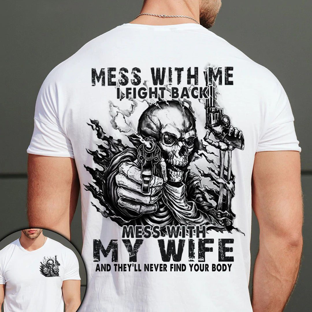 Mess With My Wife Skull All Over Print Men's Short Sleeve T-Shirt