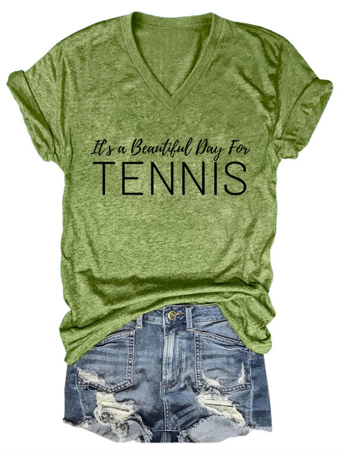 Women's "It's a beautiful day for tennis" printed t-shirt