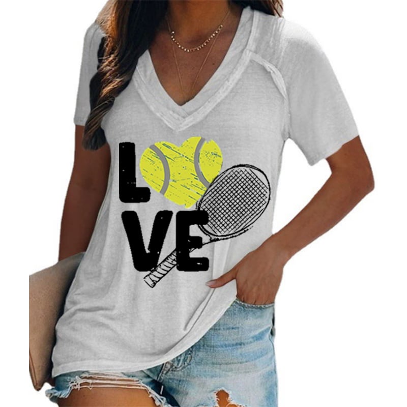 Women's Apres  Tennis Print Casual Short Sleeve T-Shirt