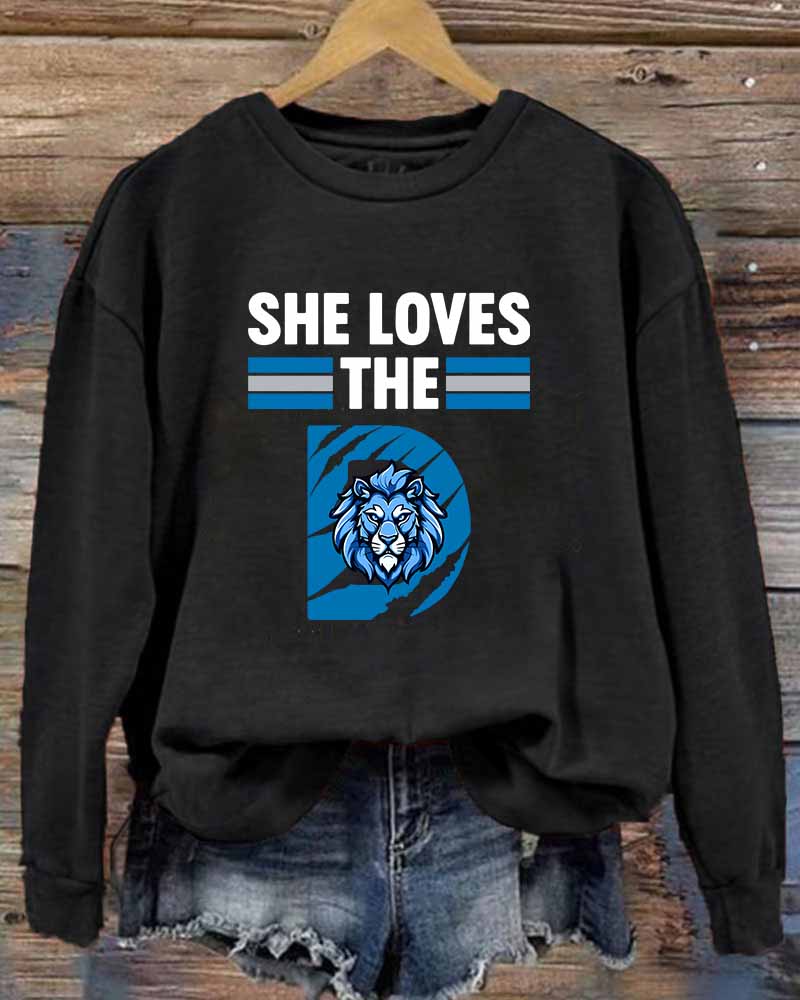 She loves the Detroit Football Crewneck Sweatshirt