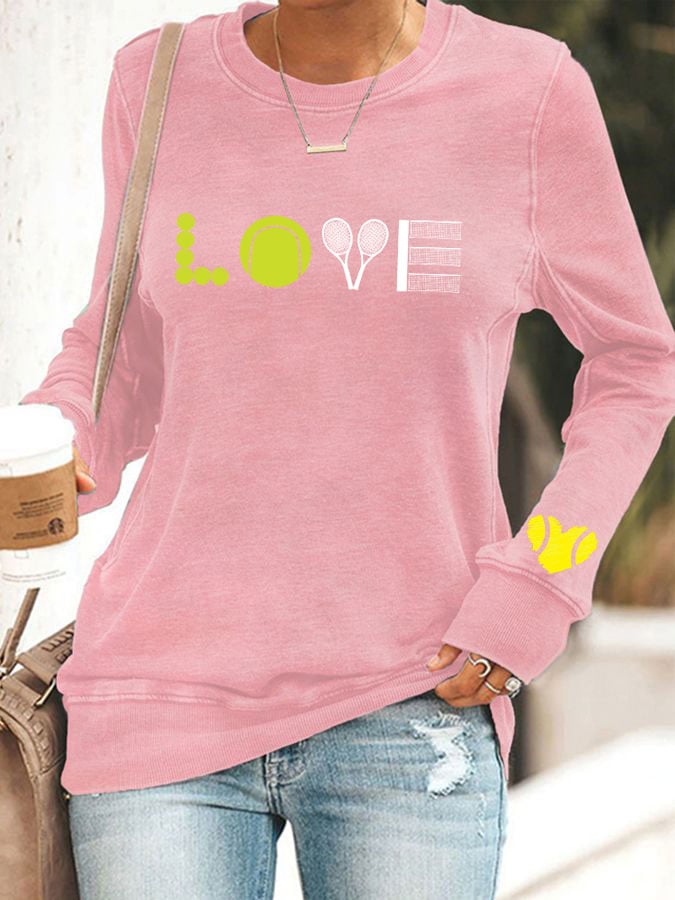 Women's Love Tennis printed casual sweatshirt