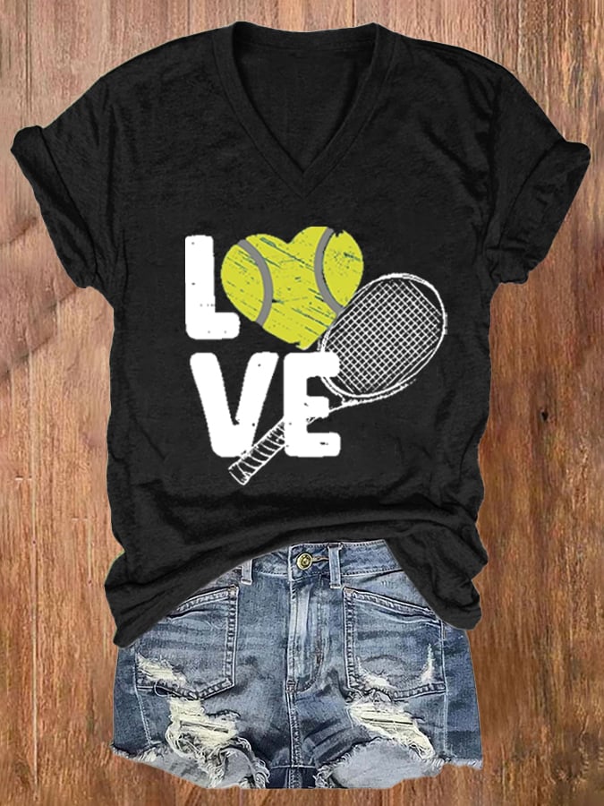 Women's  Apres Tennis  Printed Short-Sleeved T-Shirt