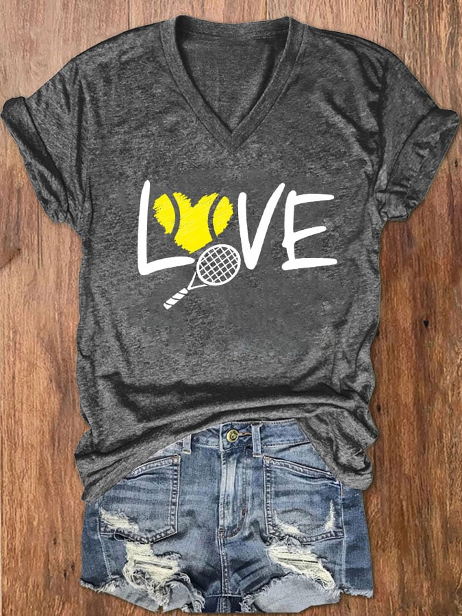 women's love tennis printed t-shirt