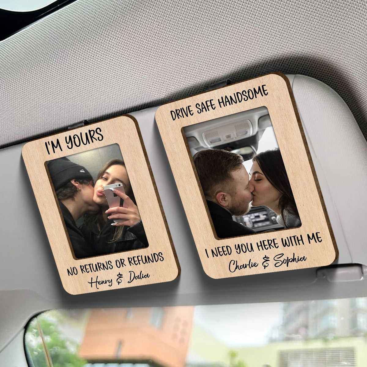 Personalized Couple Photo Car Visor Clip, Valentine's Day Gift for Him