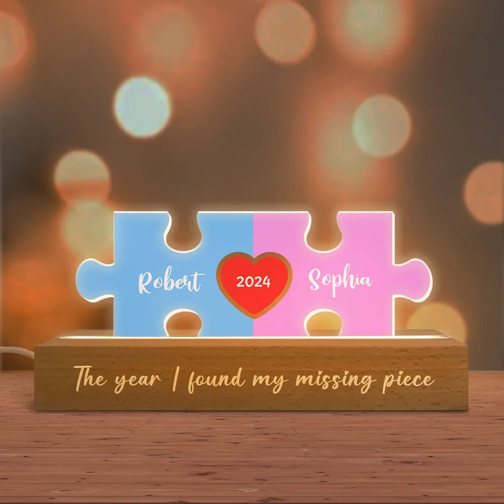 Love Is The Piece That Holds Us Together Couple Name Puzzle LED Night Light,