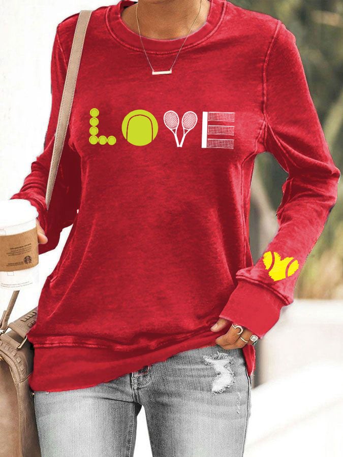 Women's Love Tennis printed casual sweatshirt