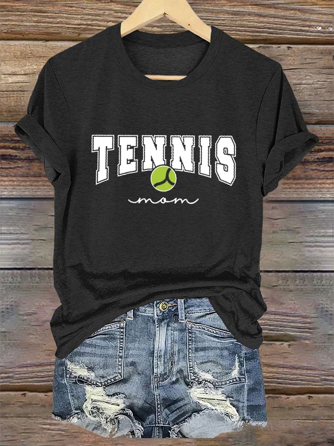 Women's Tennis Mom Tennis Lover Printed T-Shirt