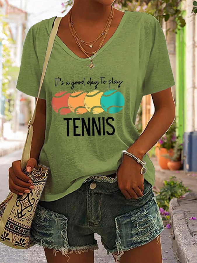 Women's It's a good day to play Tennis Print T-shirt