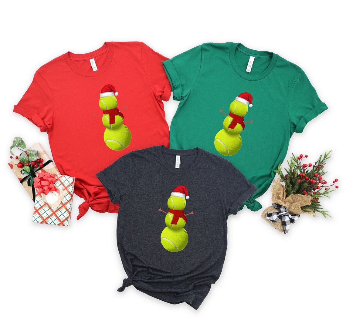 Tennis Ball Snowman Christmas T-shirt