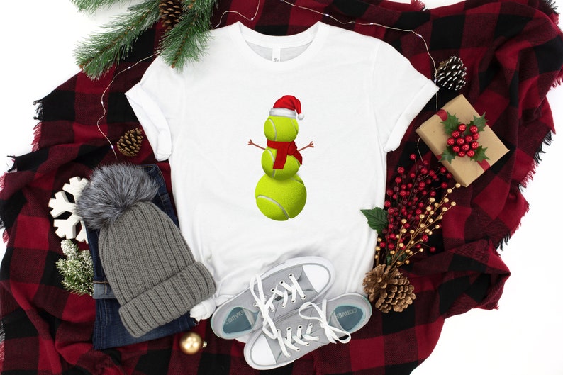 Tennis Ball Snowman Christmas T-shirt