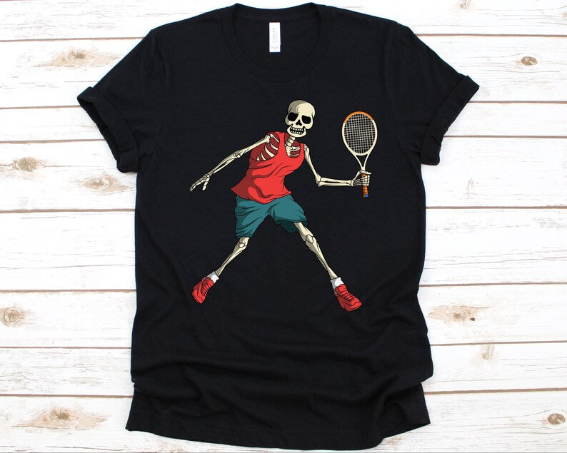 Skeleton Playing Tennis T-shirts