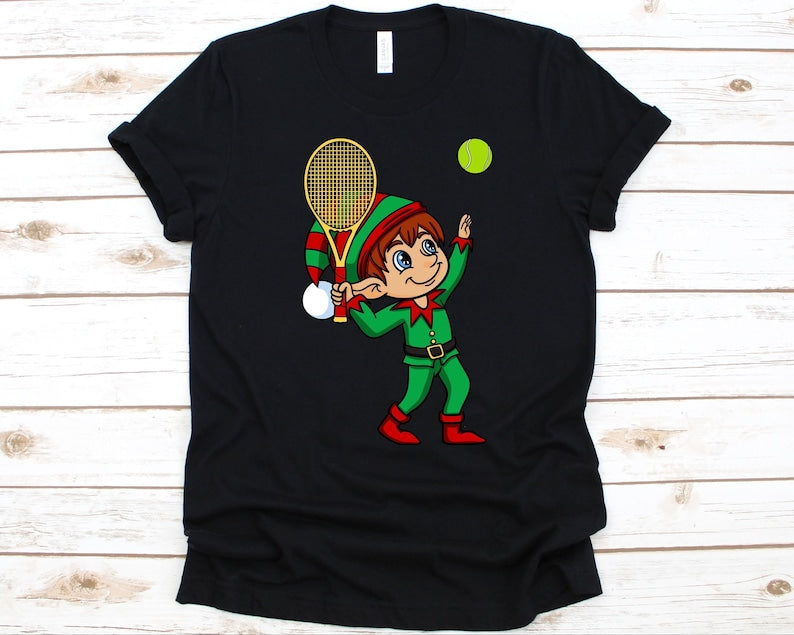 Elf Tennis Player Christmas T-shirt