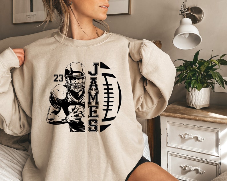 Personalized Football Sweatshirt Custom Name and Number