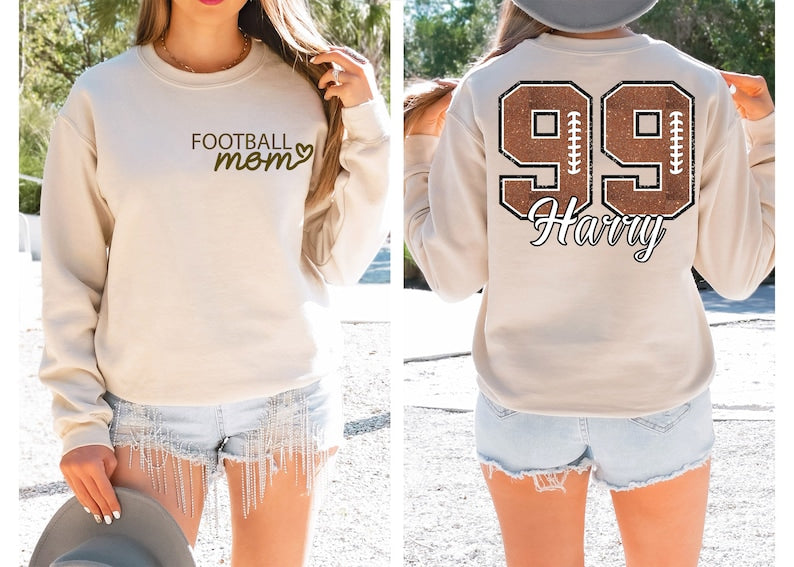 Football Mom Sweatshirt,Customized Your Name And  Number